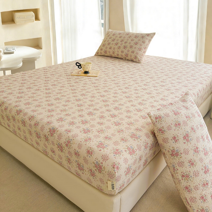 91家纺网 家纺一手货源 找家纺 几禾 2026新款高克重泡芙纱~印花款（单床笠）浅糯系列-110g CL浅糯-日光漫游