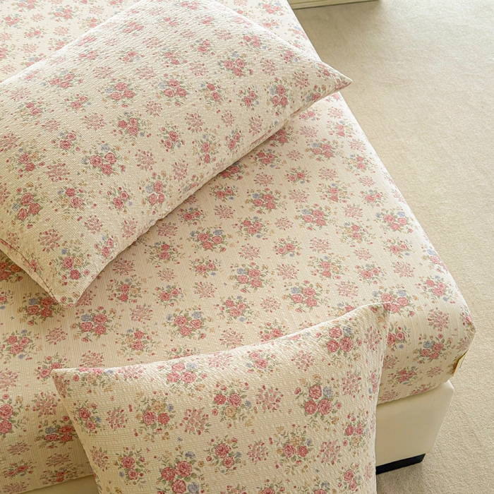 91家纺网 家纺一手货源 找家纺 几禾 2026新款高克重泡芙纱~印花款（单床笠）浅糯系列-110g CL浅糯-日光漫游