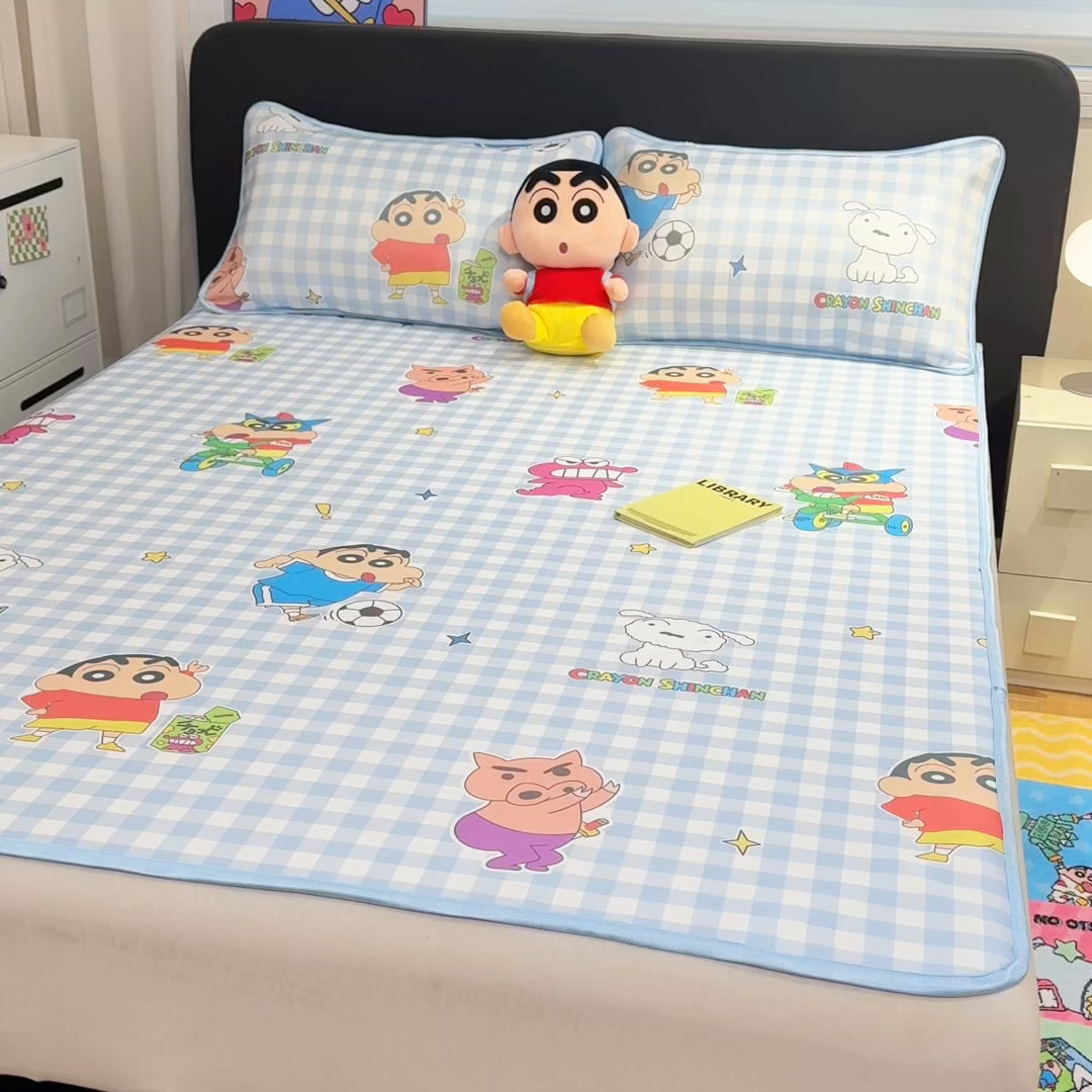 91家纺网 家纺一手货源 找家纺 博雅 2026新款蜡笔小新正版授权小冰皮小版印花凉席-平铺款 小版-黄油蜡笔小新