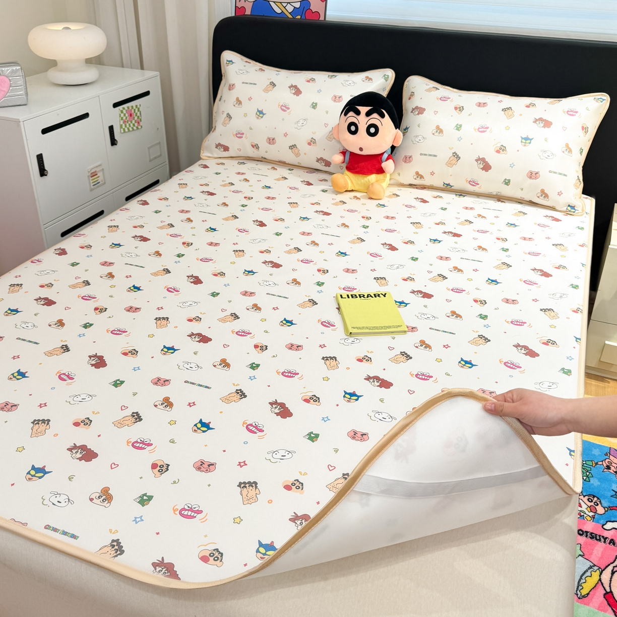 91家纺网 家纺一手货源 找家纺 博雅 2026新款蜡笔小新正版授权小冰皮小版印花凉席-平铺款 小版-满版蜡笔小新