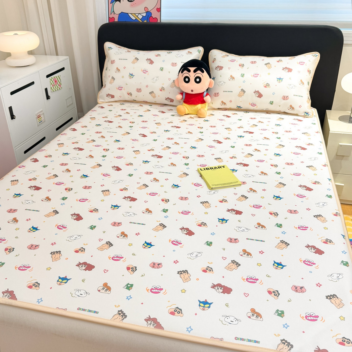 91家纺网 家纺一手货源 找家纺 博雅 2026新款蜡笔小新正版授权小冰皮小版印花凉席-平铺款 小版-满版蜡笔小新