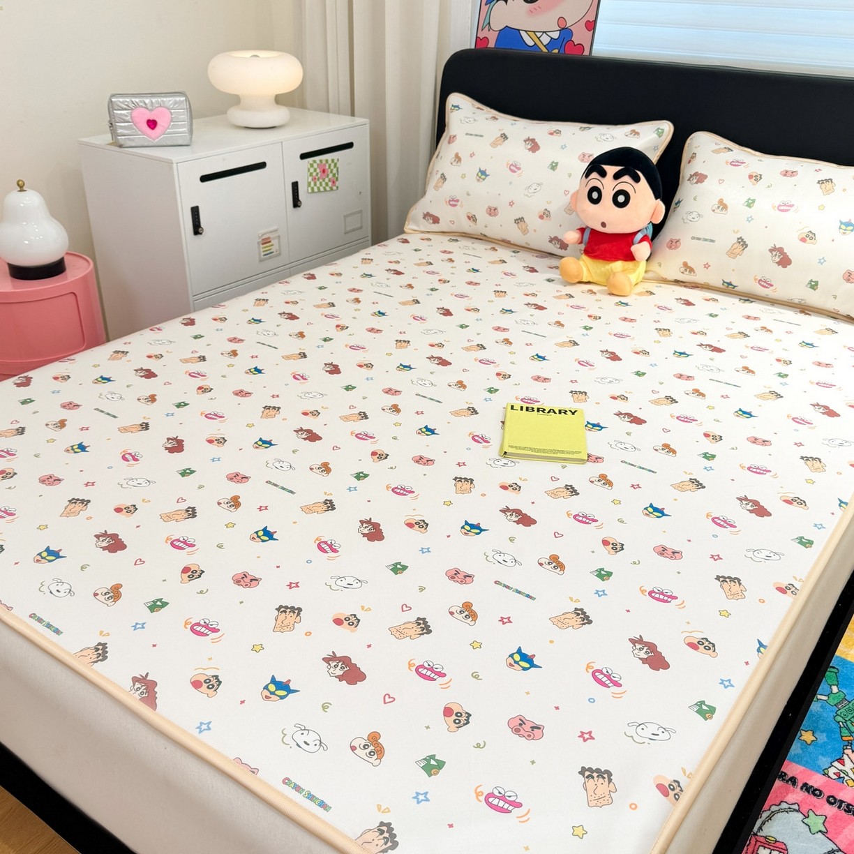 91家纺网 家纺一手货源 找家纺 博雅 2026新款蜡笔小新正版授权小冰皮小版印花凉席-平铺款 小版-满版蜡笔小新