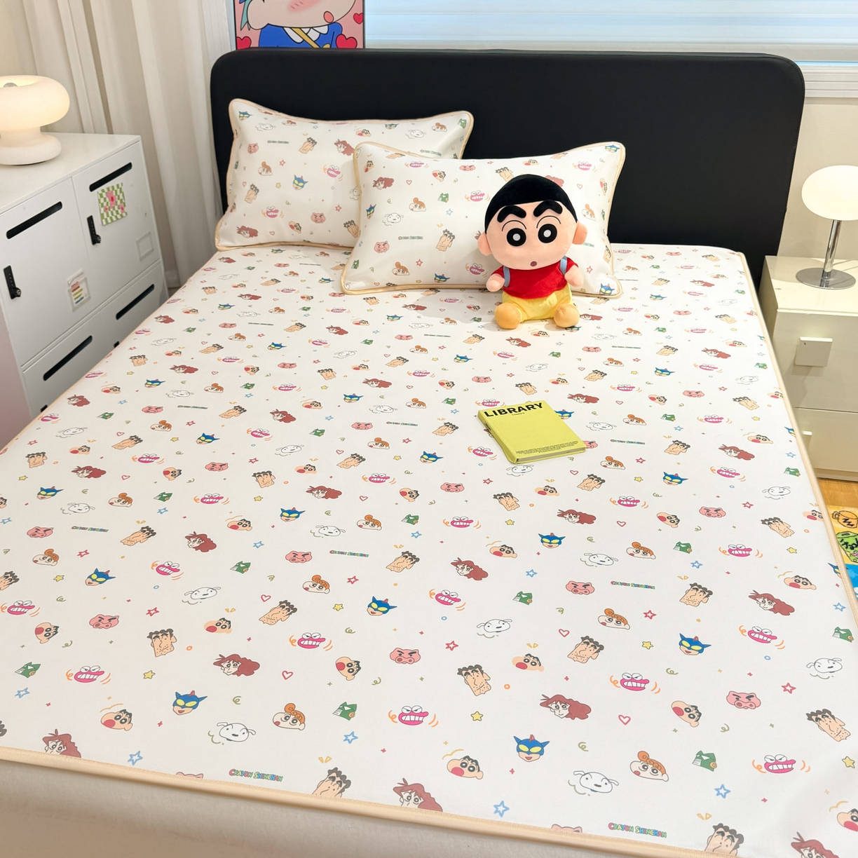 91家纺网 家纺一手货源 找家纺 博雅 2026新款蜡笔小新正版授权小冰皮小版印花凉席-平铺款 小版-满版蜡笔小新