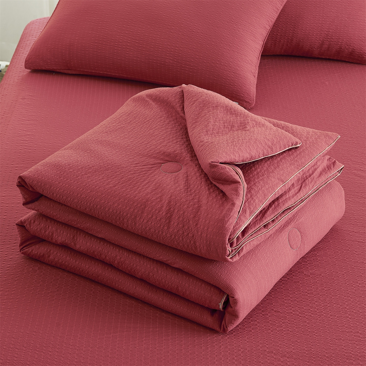 91家纺网 家纺一手货源 找家纺 （总）铺尚美家纺 2026新款泡芙棉夏被四件套泡芙纱单夏被空调被夏凉被-纯色