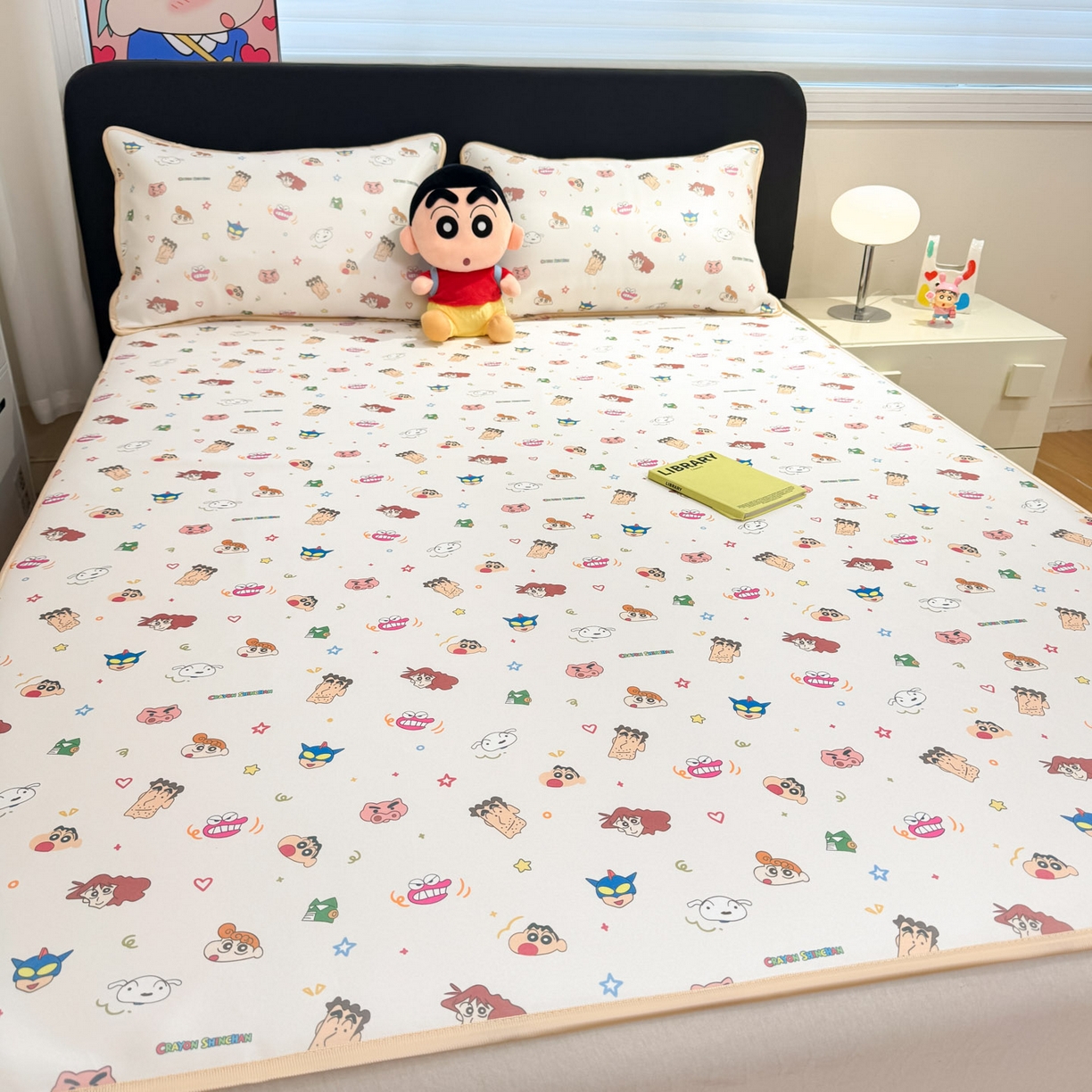 91家纺网 家纺一手货源 找家纺 博雅 2026新款蜡笔小新正版授权小冰皮小版印花凉席-平铺款 小版-满版蜡笔小新