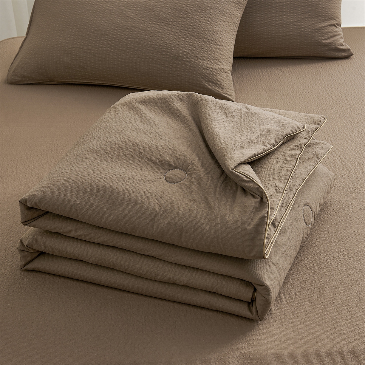 91家纺网 家纺一手货源 找家纺 （总）铺尚美家纺 2026新款泡芙棉夏被四件套泡芙纱单夏被空调被夏凉被-纯色