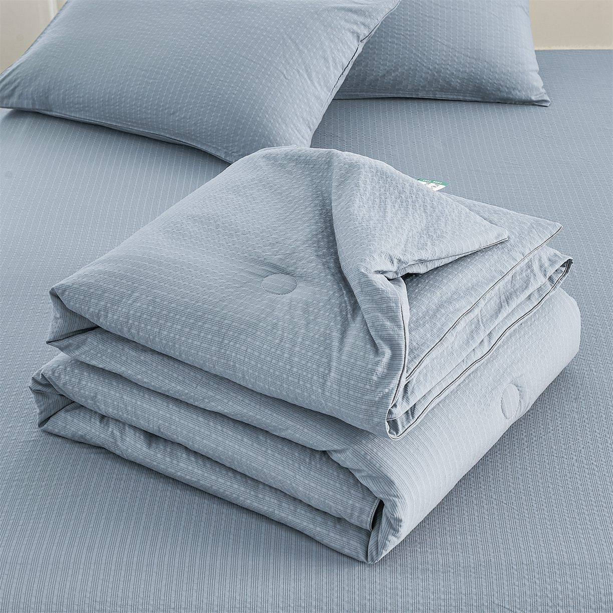 91家纺网 家纺一手货源 找家纺 （总）铺尚美家纺 2026新款泡芙棉夏被四件套泡芙纱单夏被空调被夏凉被-纯色