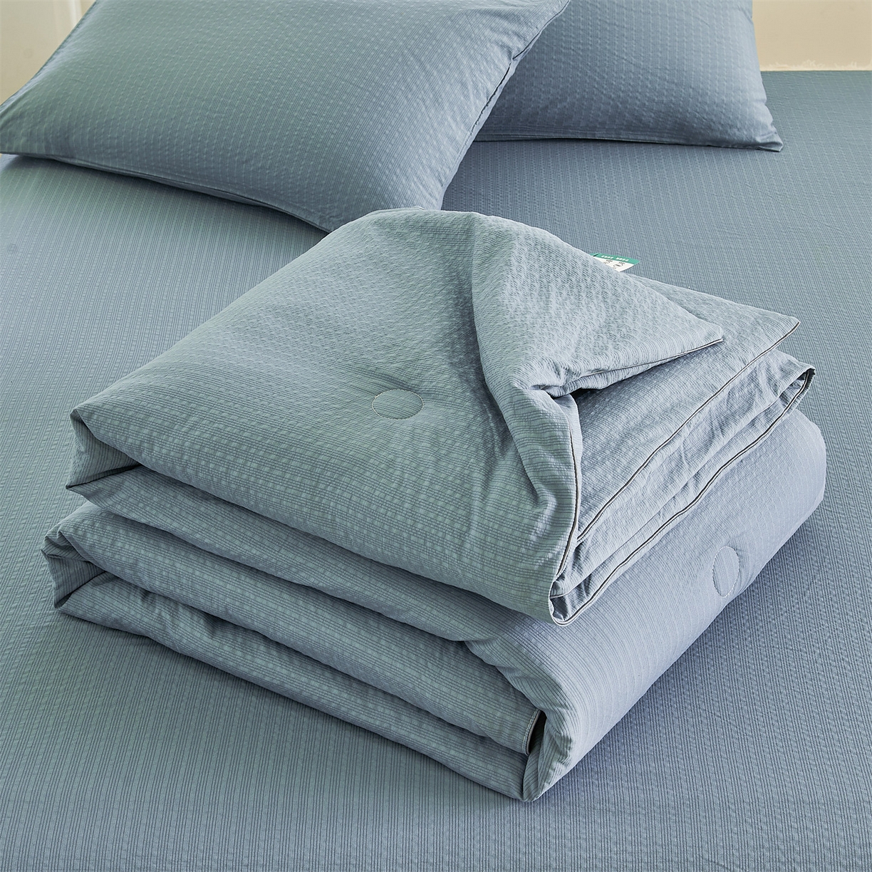 91家纺网 家纺一手货源 找家纺 （总）铺尚美家纺 2026新款泡芙棉夏被四件套泡芙纱单夏被空调被夏凉被-纯色