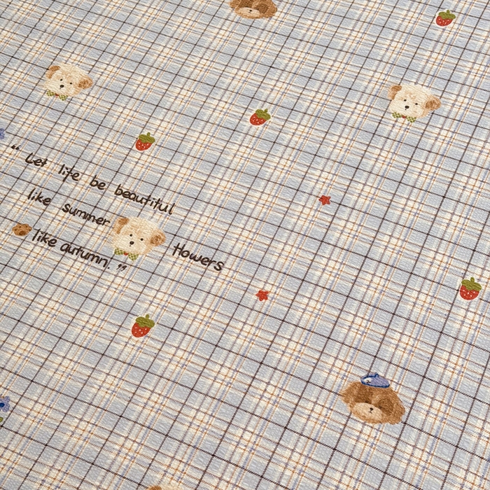 91家纺网 家纺一手货源 找家纺 几禾 2026新款高克重泡芙纱~印花款（单床笠）浅糯系列-110g CL浅糯-四季狗