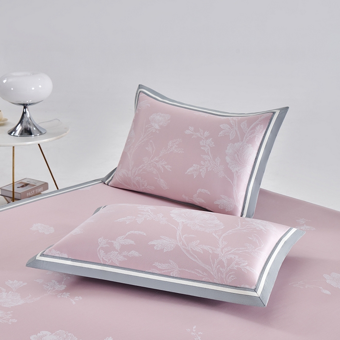 91家纺网 家纺一手货源 找家纺 小牛席业 2026新款牡丹清凉大提花床笠款冰丝席凉席席子藤席竹席豆豆席乳胶席 粉色