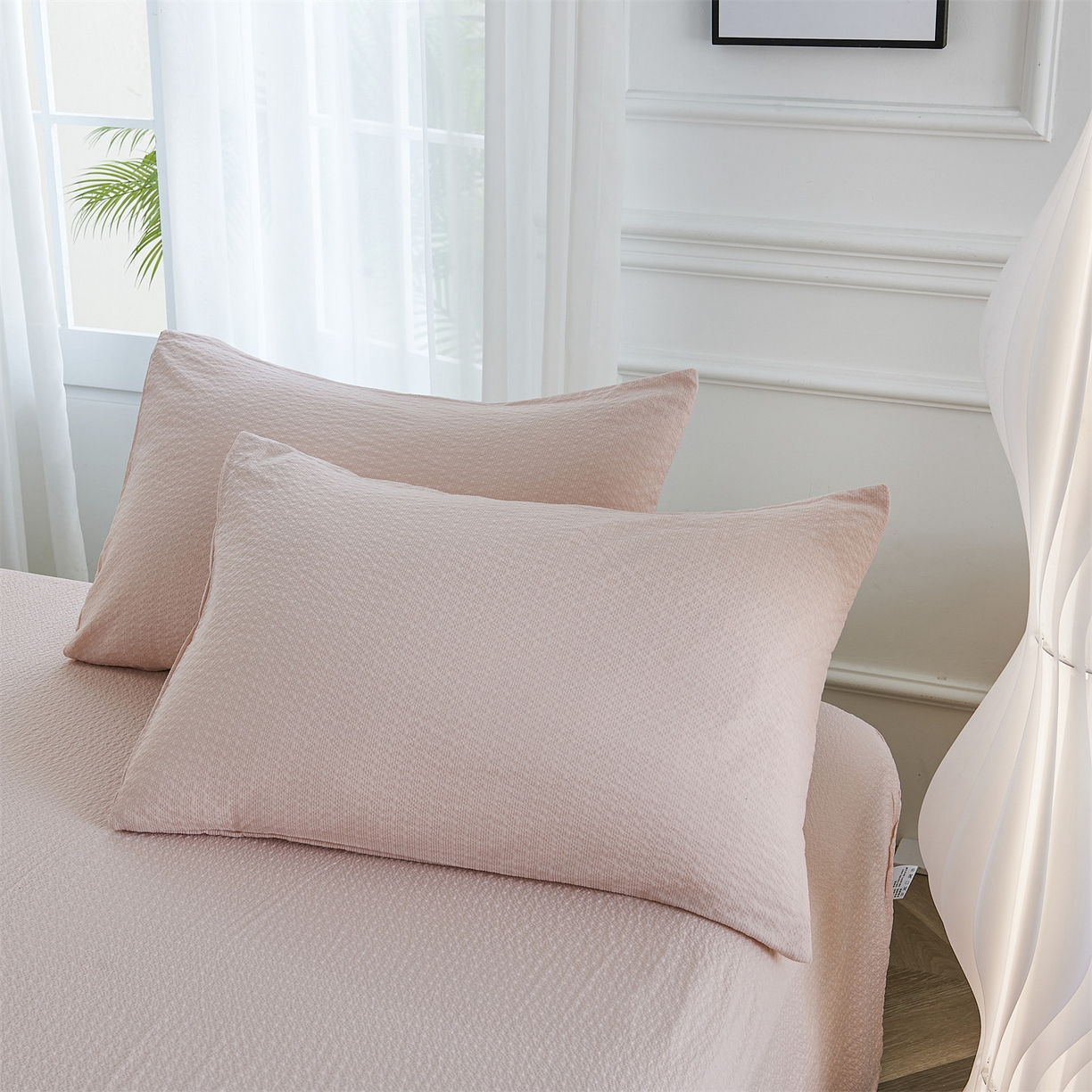 91家纺网 家纺一手货源 找家纺 铺尚美家纺 2026新款泡芙棉夏被四件套泡芙纱单夏被空调被夏凉被-纯色 清爽系列-粉玉