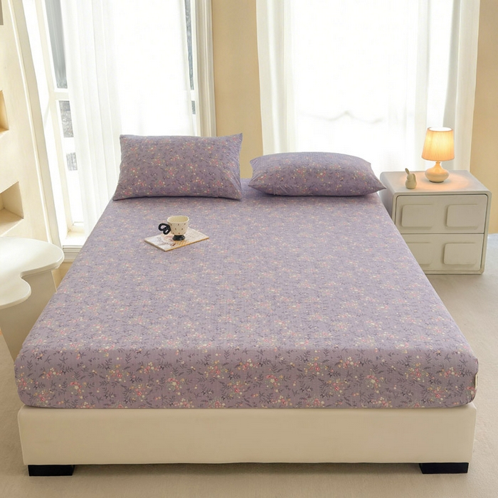 91家纺网 家纺一手货源 找家纺 几禾 2026新款高克重泡芙纱~印花款（单床笠）浅糯系列-110g CL浅糯-松间茶事