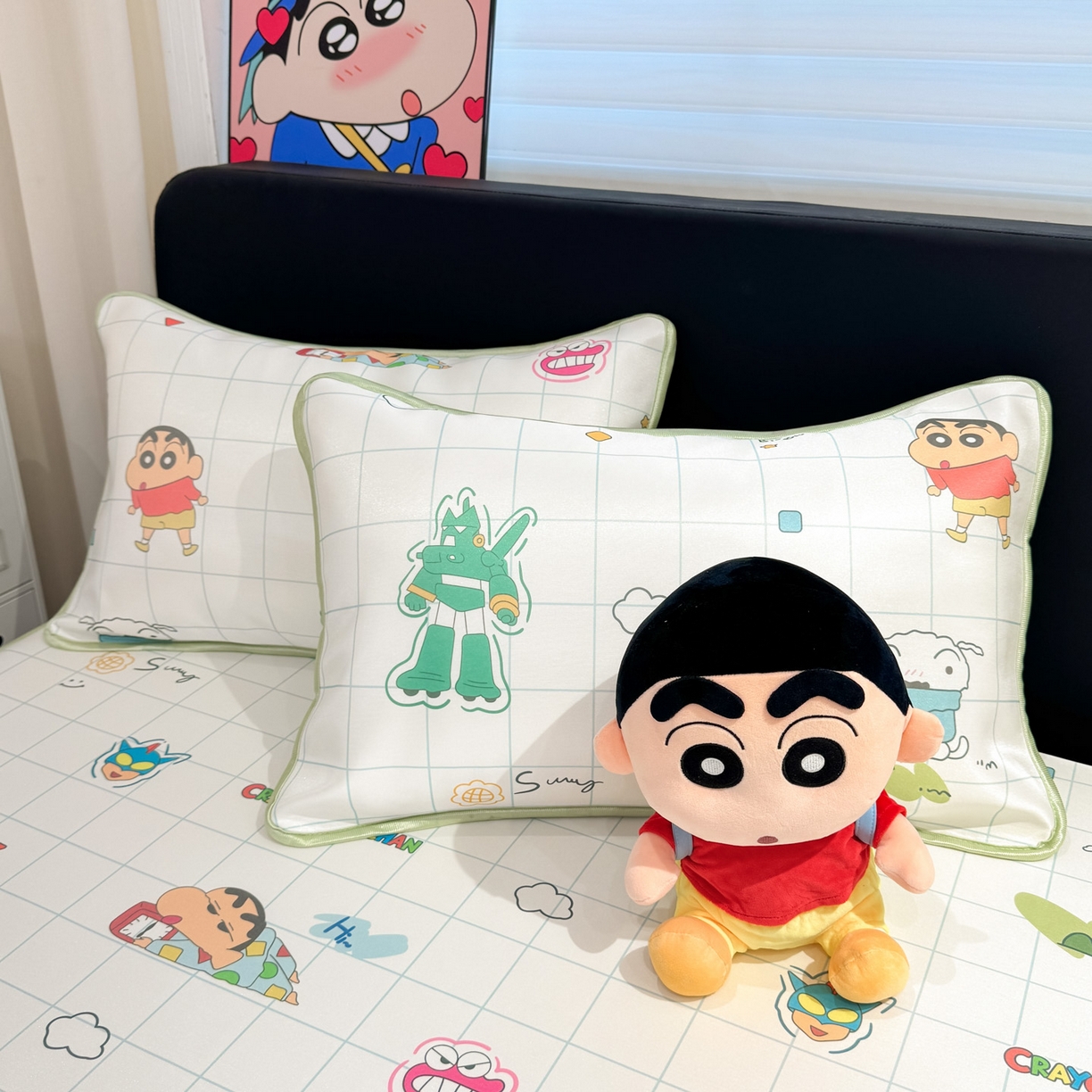 91家纺网 家纺一手货源 找家纺 博雅 2026新款蜡笔小新正版授权小冰皮小版印花凉席-平铺款 小版-小新格子屋