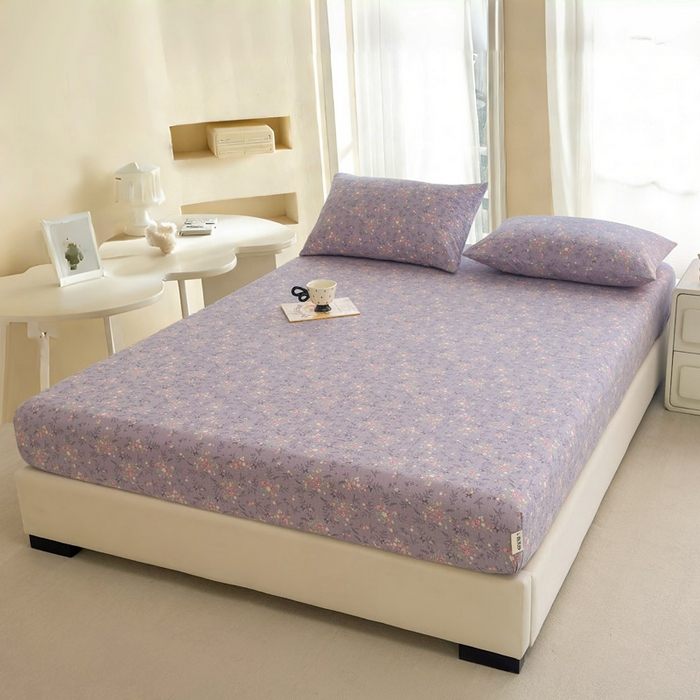 91家纺网 家纺一手货源 找家纺 几禾 2026新款高克重泡芙纱~印花款（单床笠）浅糯系列-110g CL浅糯-松间茶事