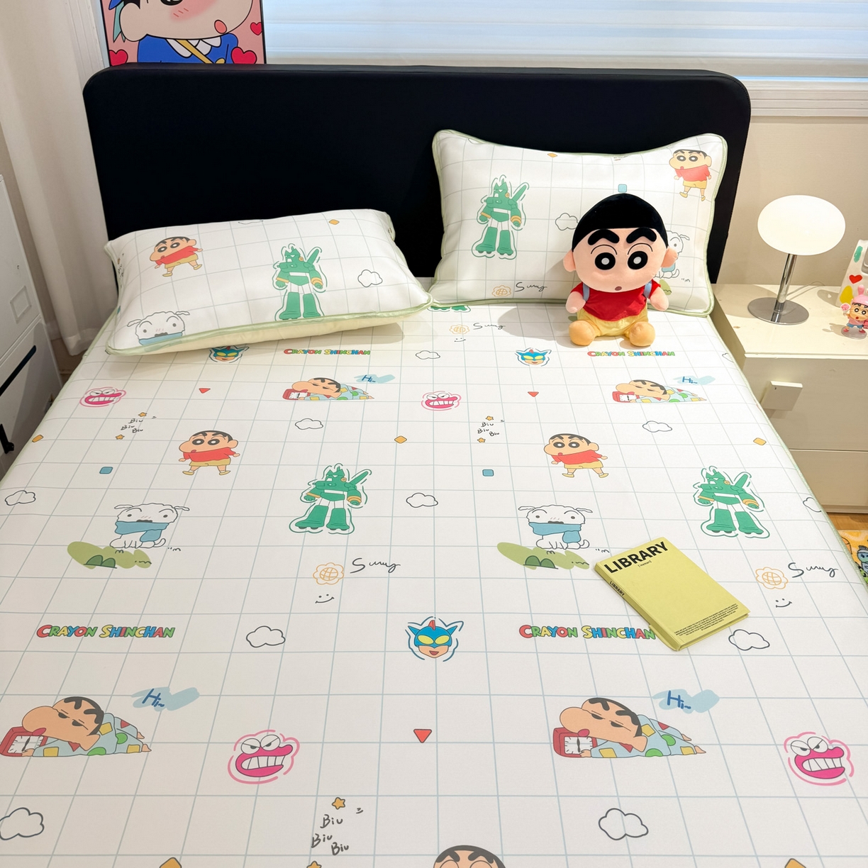 91家纺网 家纺一手货源 找家纺 博雅 2026新款蜡笔小新正版授权小冰皮小版印花凉席-平铺款 小版-小新格子屋