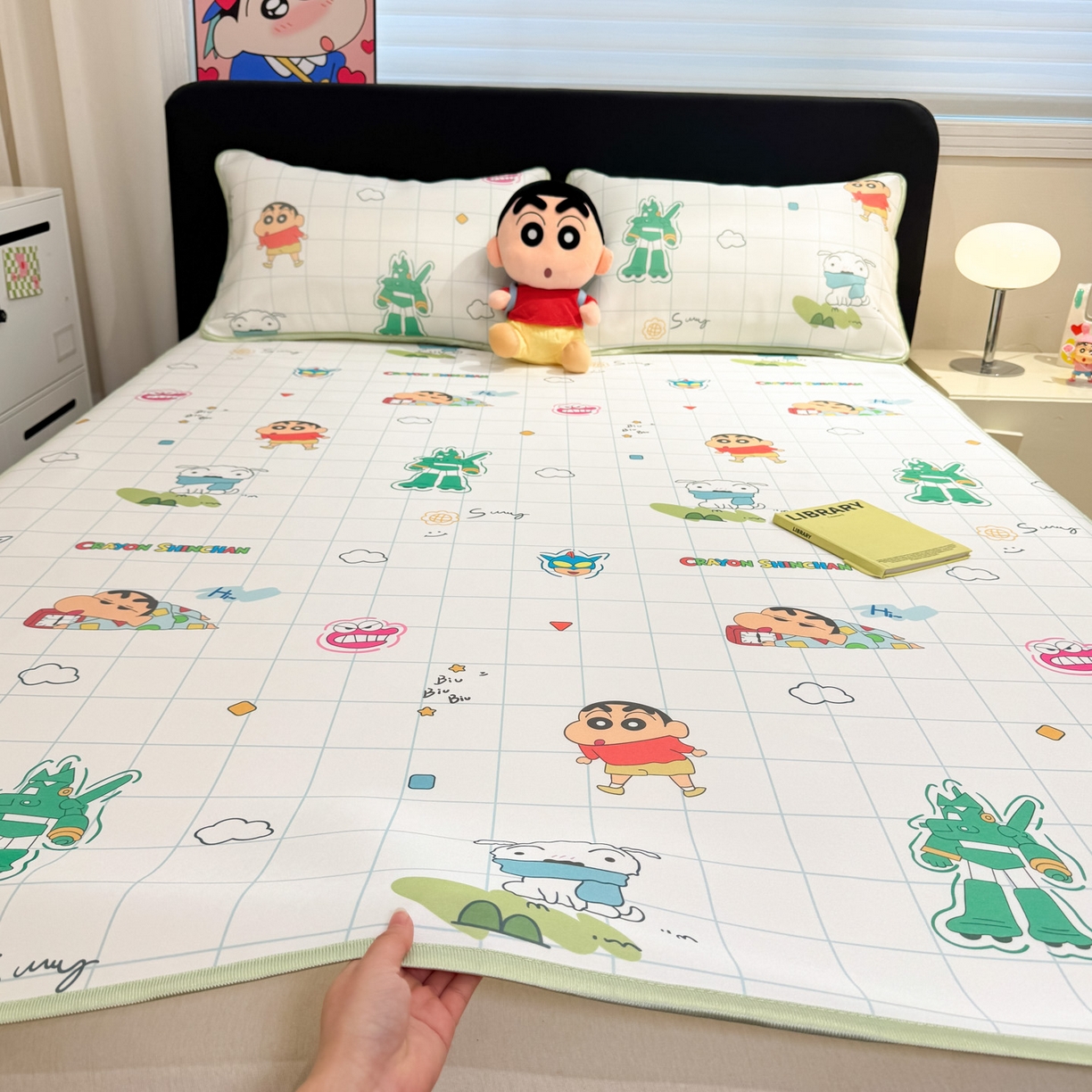 博雅 2026新款蜡笔小新正版授权小冰皮小版印花凉席-平铺款 小版-小新格子屋