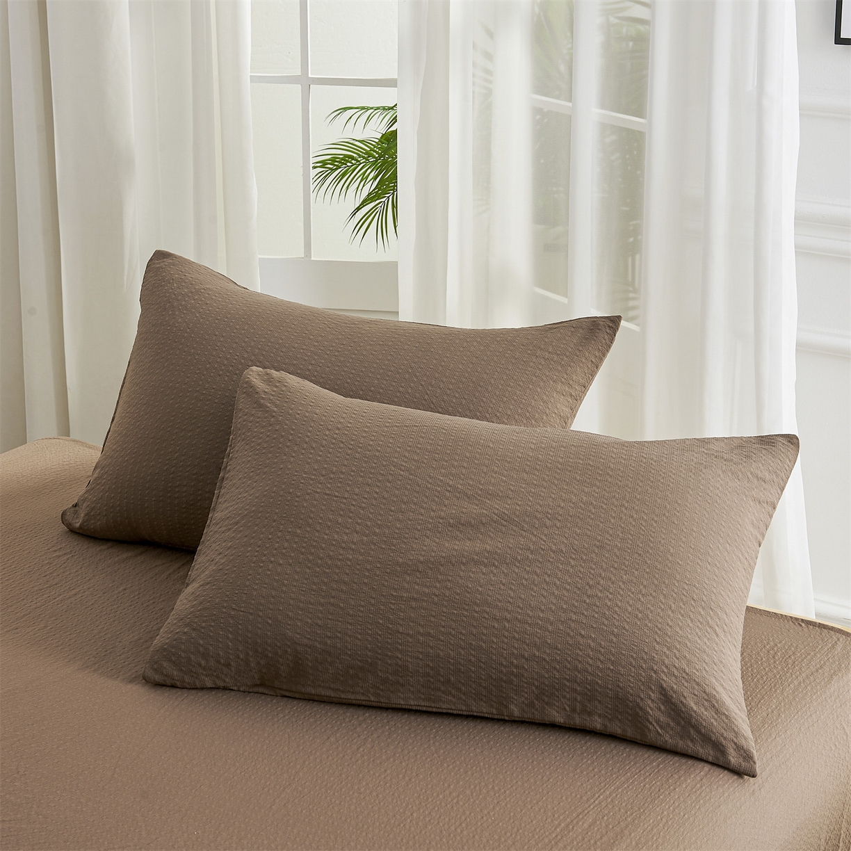 91家纺网 家纺一手货源 找家纺 铺尚美家纺 2026新款泡芙棉夏被四件套泡芙纱单夏被空调被夏凉被-纯色 清爽系列-卡其