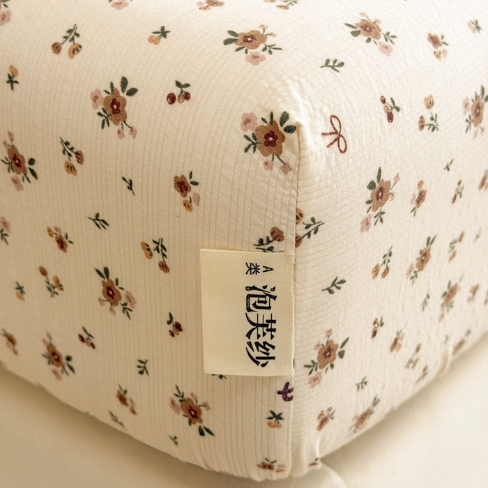 91家纺网 家纺一手货源 找家纺 几禾 2026新款高克重泡芙纱~印花款（单床笠）浅糯系列-110g CL浅糯-田园兔