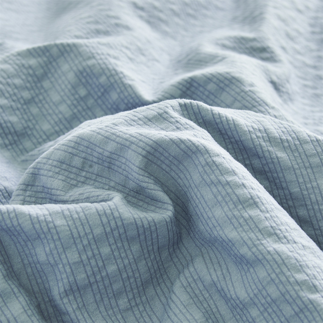 91家纺网 家纺一手货源 找家纺 铺尚美家纺 2026新款泡芙棉夏被四件套泡芙纱单夏被空调被夏凉被-纯色 清爽系列-深蓝