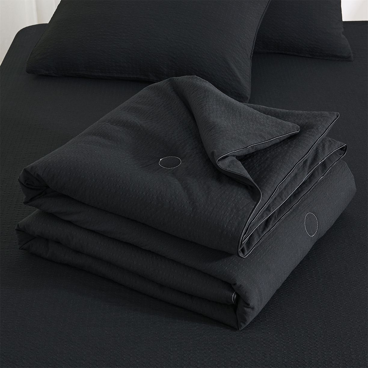铺尚美家纺 2026新款泡芙棉夏被四件套泡芙纱单夏被空调被夏凉被-纯色 清爽系列-炫黑