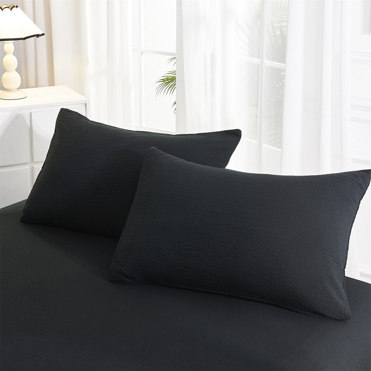 91家纺网 家纺一手货源 找家纺 铺尚美家纺 2026新款泡芙棉夏被四件套泡芙纱单夏被空调被夏凉被-纯色 清爽系列-炫黑