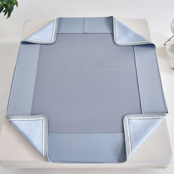 91家纺网 家纺一手货源 找家纺 小牛席业 2026新款牡丹清凉大提花床笠款冰丝席凉席席子藤席竹席豆豆席乳胶席 蓝色