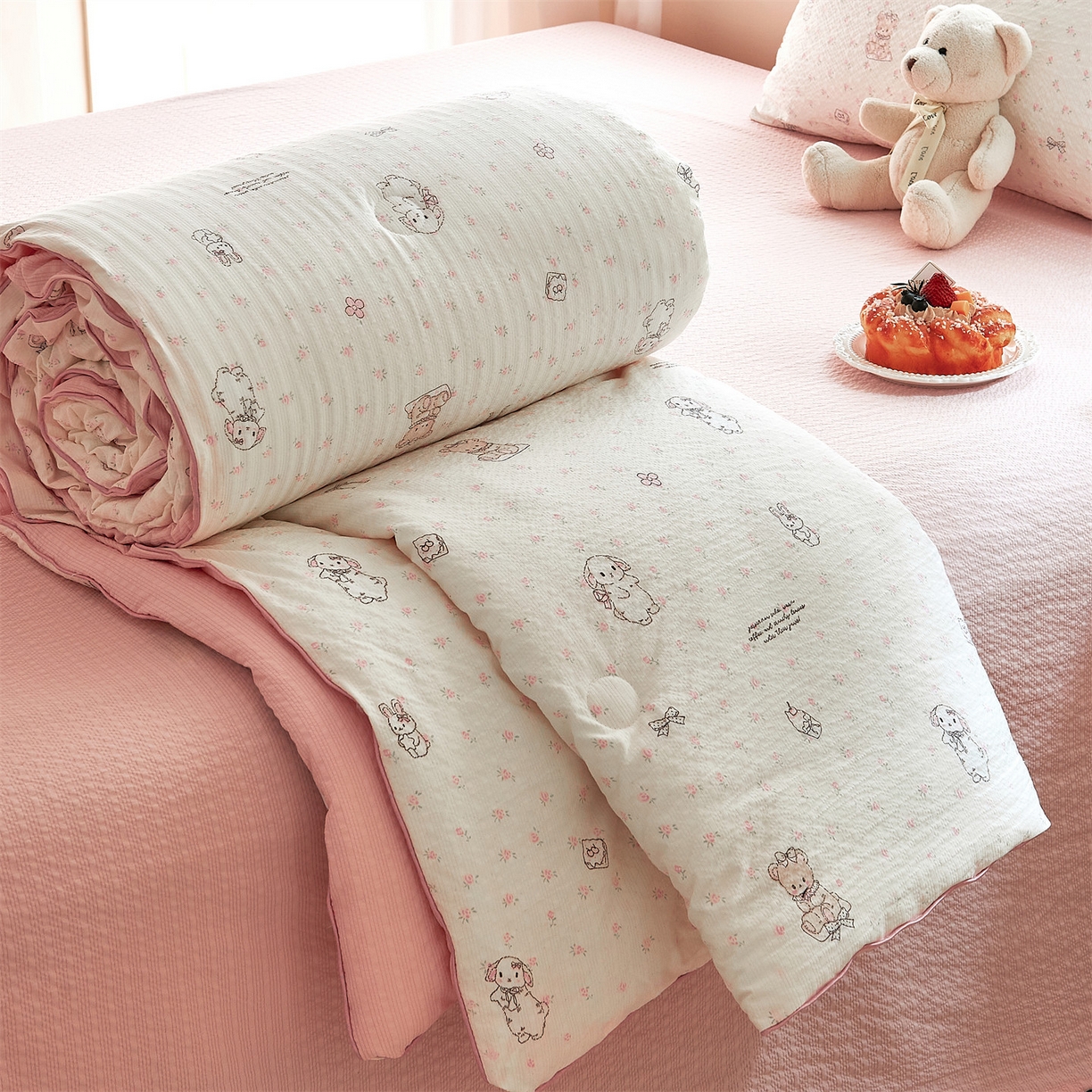 （总）铺尚美家纺 2026新款泡芙棉夏被四件套泡芙纱单夏被空调被夏凉被-印花