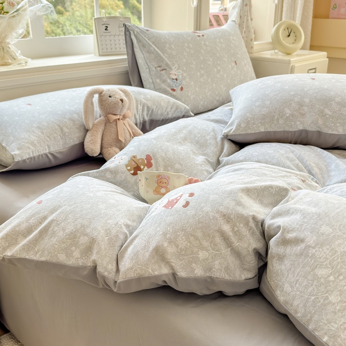 91家纺网 家纺一手货源 找家纺 （总）诗黛尔 2026新款学生季仙女小花卉植物卡通云朵棉四件套三件套（二）