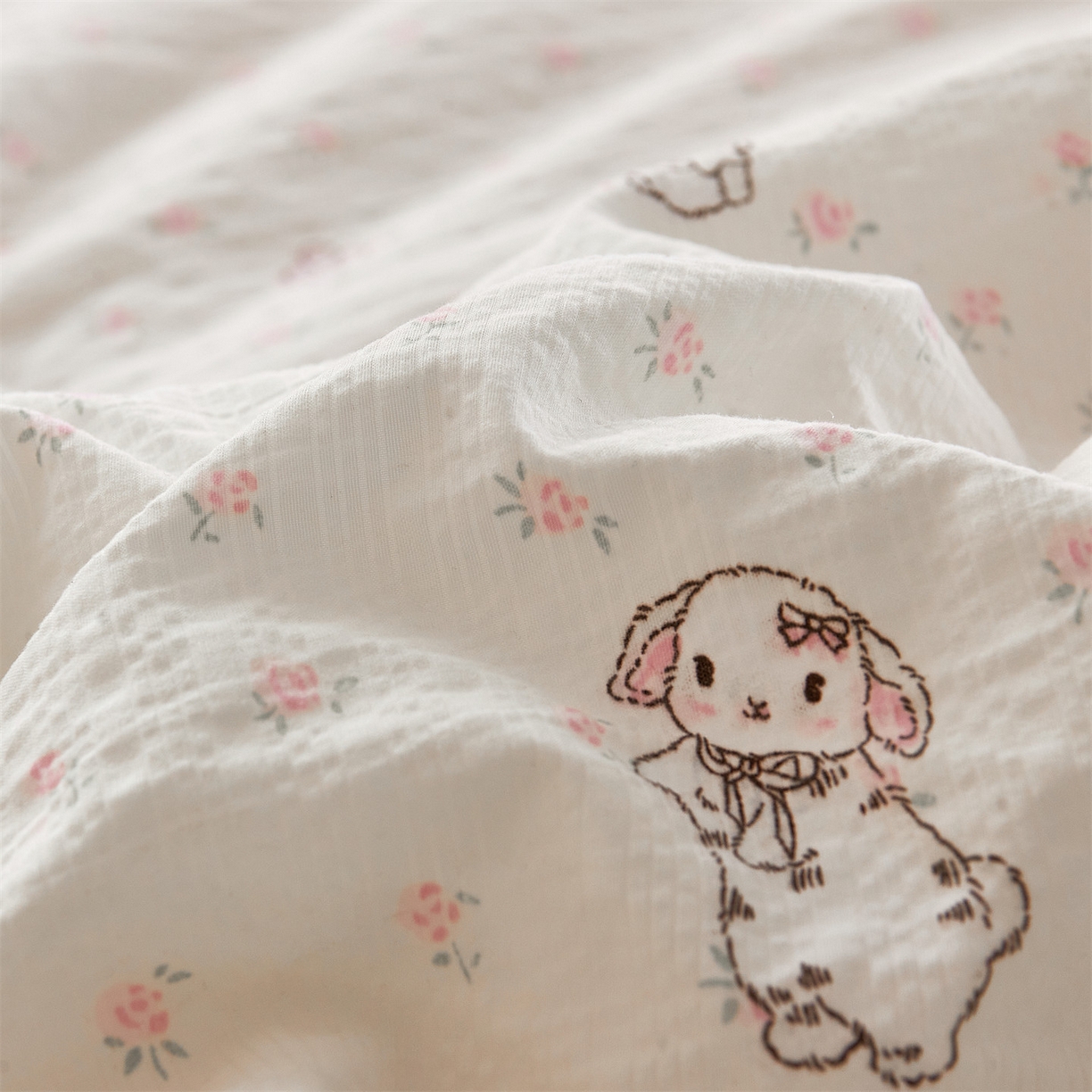 91家纺网 家纺一手货源 找家纺 （总）铺尚美家纺 2026新款泡芙棉夏被四件套泡芙纱单夏被空调被夏凉被-印花