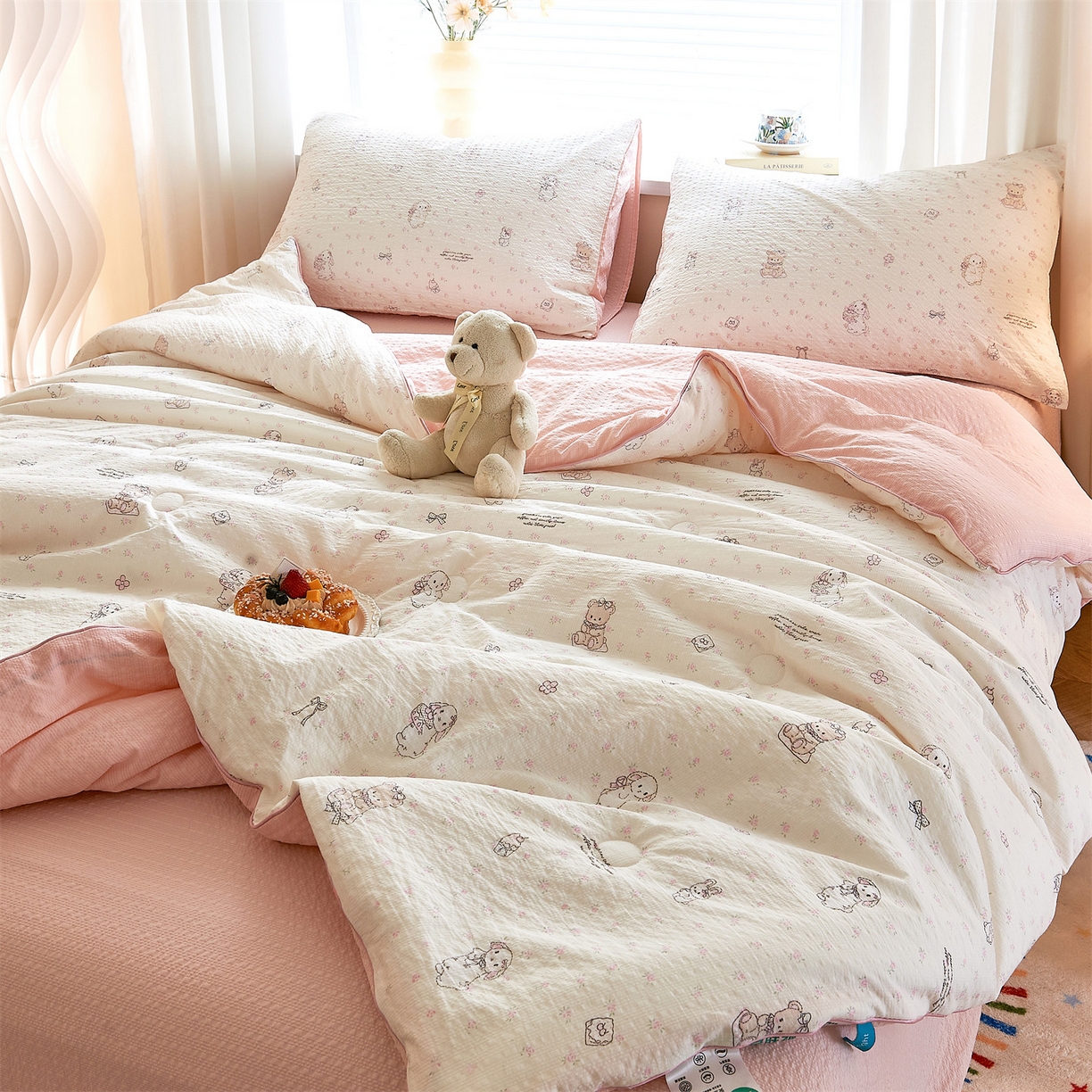 91家纺网 家纺一手货源 找家纺 （总）铺尚美家纺 2026新款泡芙棉夏被四件套泡芙纱单夏被空调被夏凉被-印花