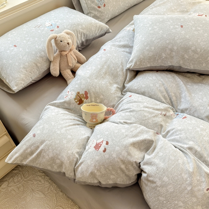 91家纺网 家纺一手货源 找家纺 （总）诗黛尔 2026新款学生季仙女小花卉植物卡通云朵棉四件套三件套（二）