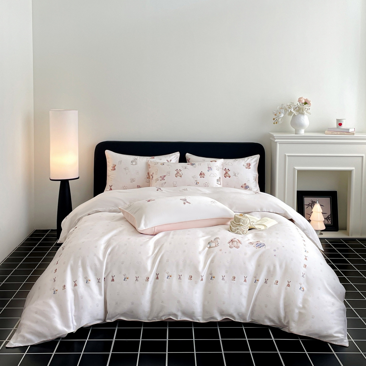 91家纺网 家纺一手货源 找家纺 （总）慕晨 2026新款莱赛尔数码印高级简奢卡通大版印花丝滑被套四件套