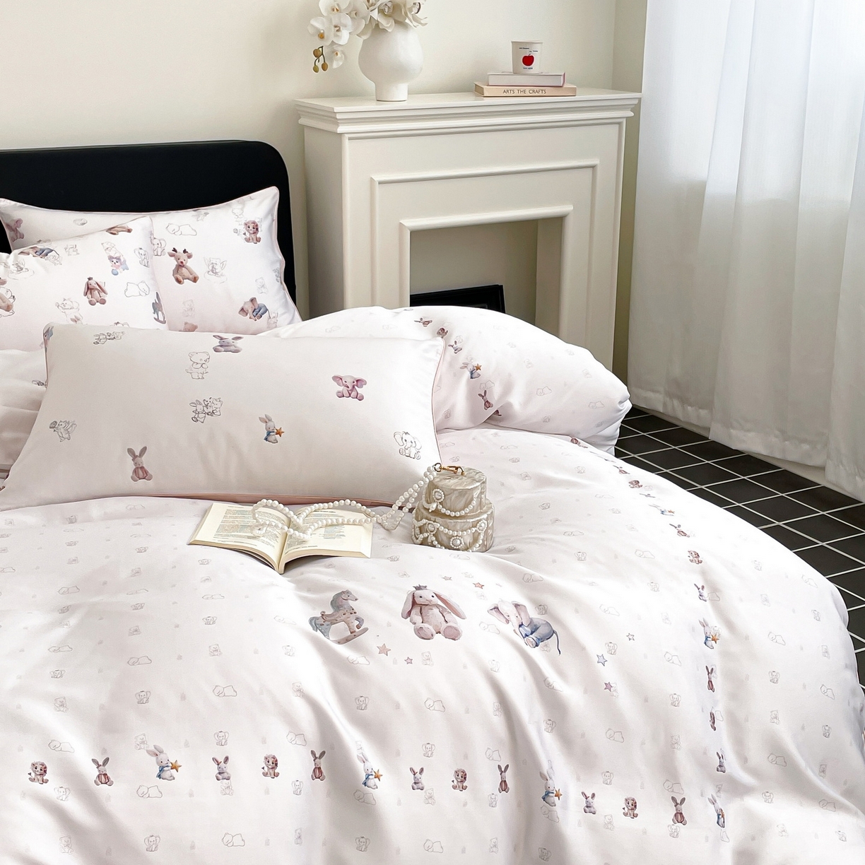 91家纺网 家纺一手货源 找家纺 （总）慕晨 2026新款莱赛尔数码印高级简奢卡通大版印花丝滑被套四件套