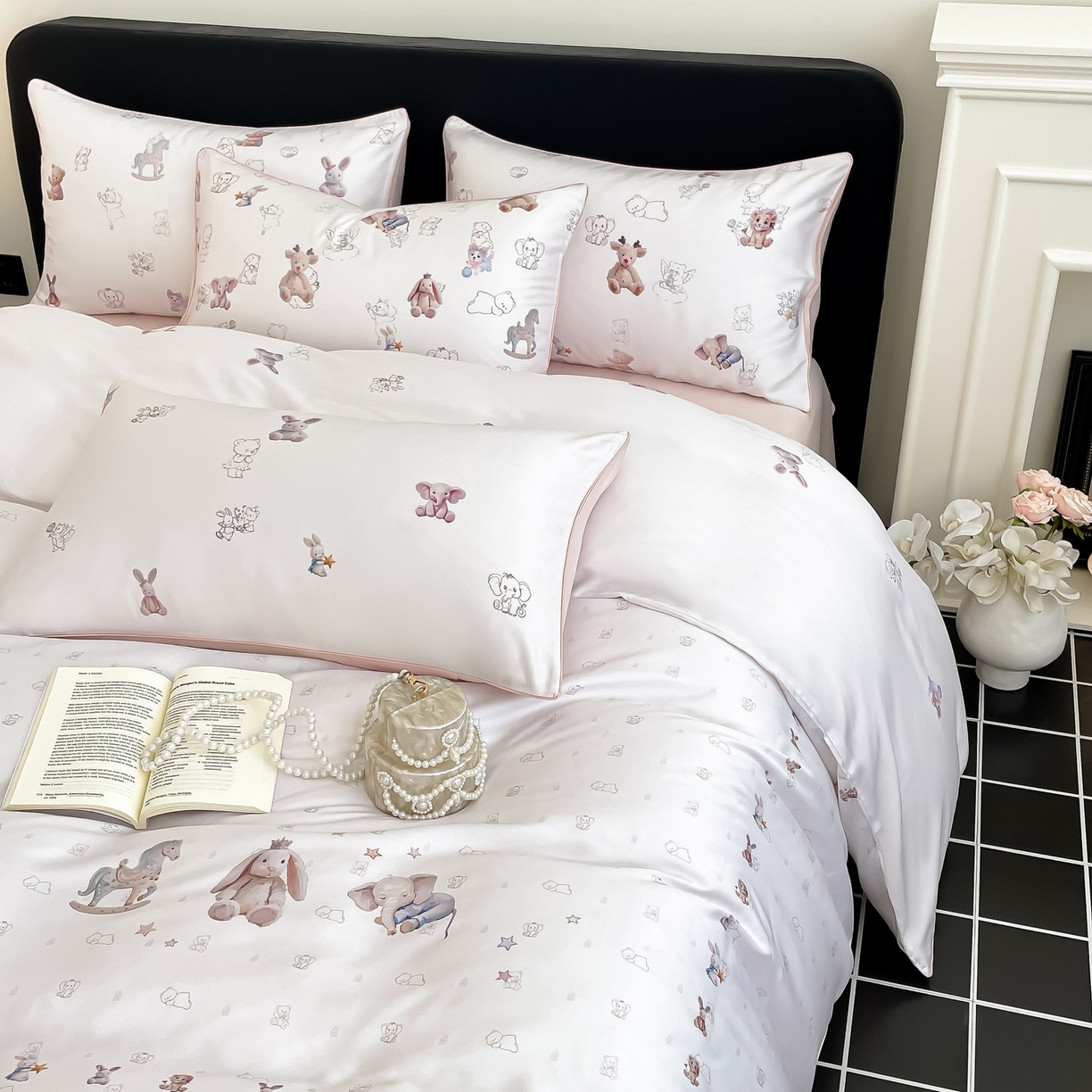 91家纺网 家纺一手货源 找家纺 （总）慕晨 2026新款莱赛尔数码印高级简奢卡通大版印花丝滑被套四件套