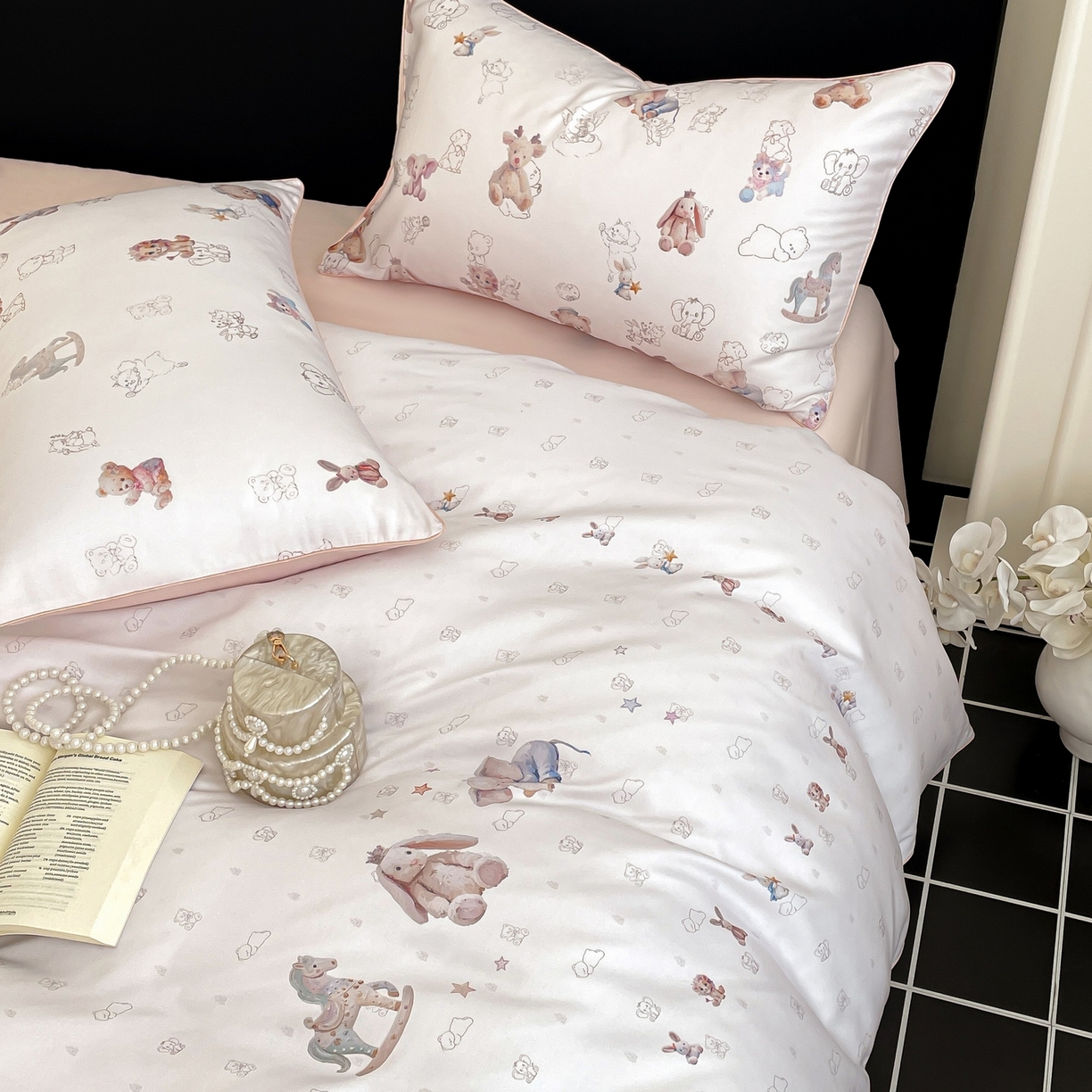 91家纺网 家纺一手货源 找家纺 （总）慕晨 2026新款莱赛尔数码印高级简奢卡通大版印花丝滑被套四件套