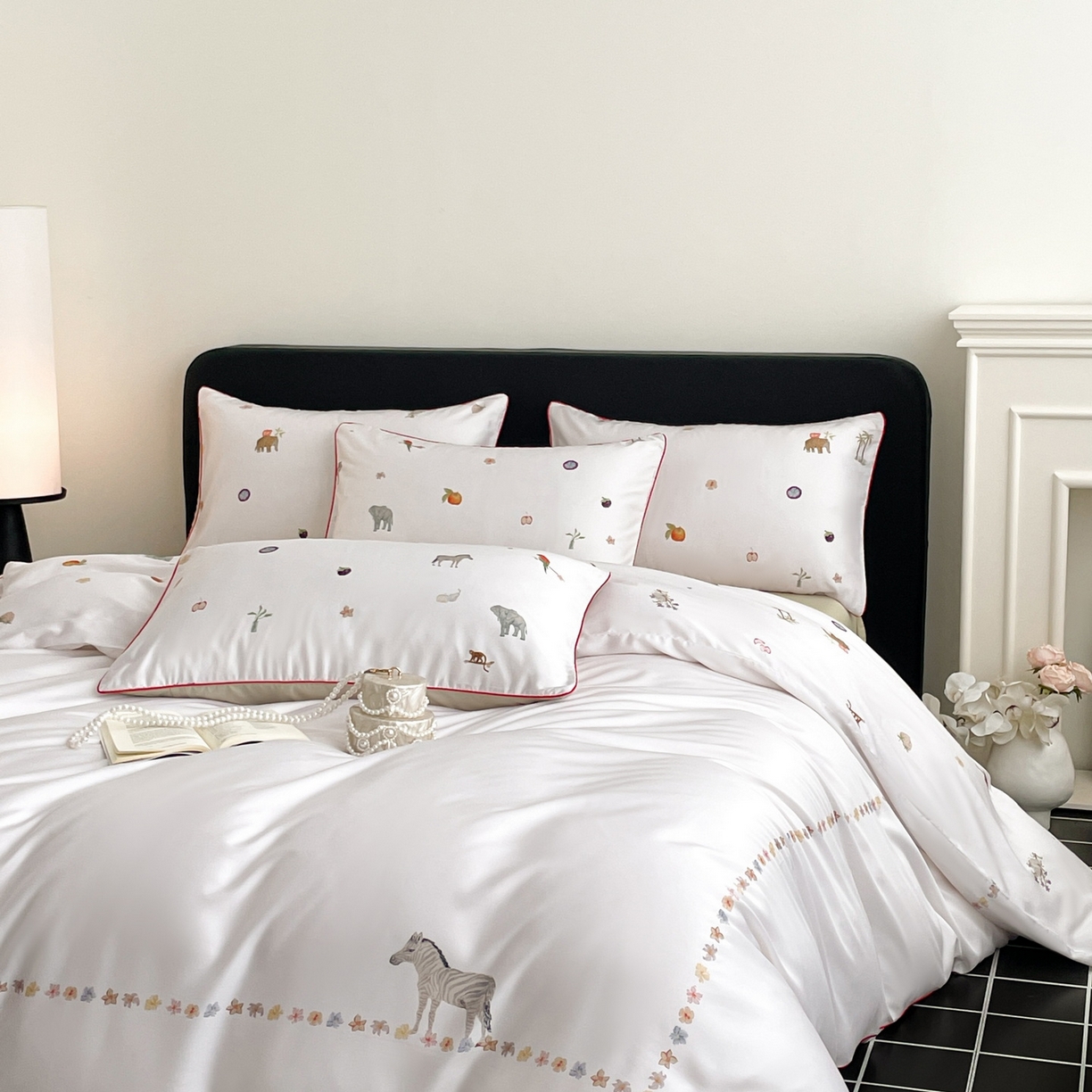 91家纺网 家纺一手货源 找家纺 （总）慕晨 2026新款莱赛尔数码印高级简奢卡通大版印花丝滑被套四件套