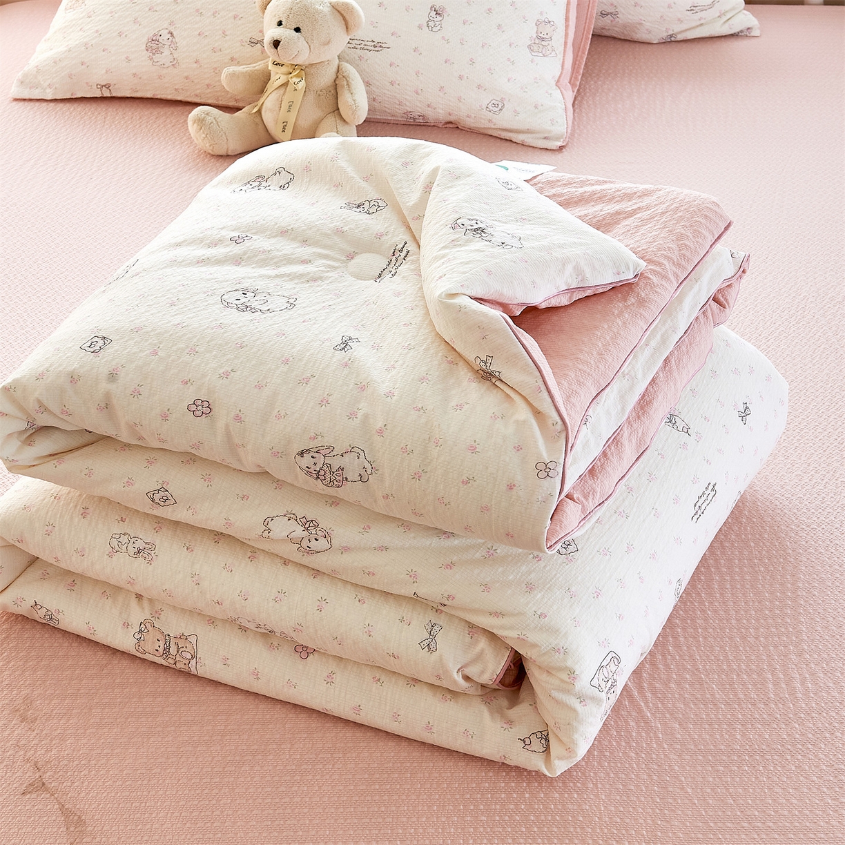 91家纺网 家纺一手货源 找家纺 （总）铺尚美家纺 2026新款泡芙棉夏被四件套泡芙纱单夏被空调被夏凉被-印花