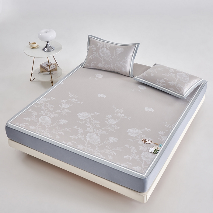 91家纺网 家纺一手货源 找家纺 小牛席业 2026新款牡丹清凉大提花床笠款冰丝席凉席席子藤席竹席豆豆席乳胶席 香槟