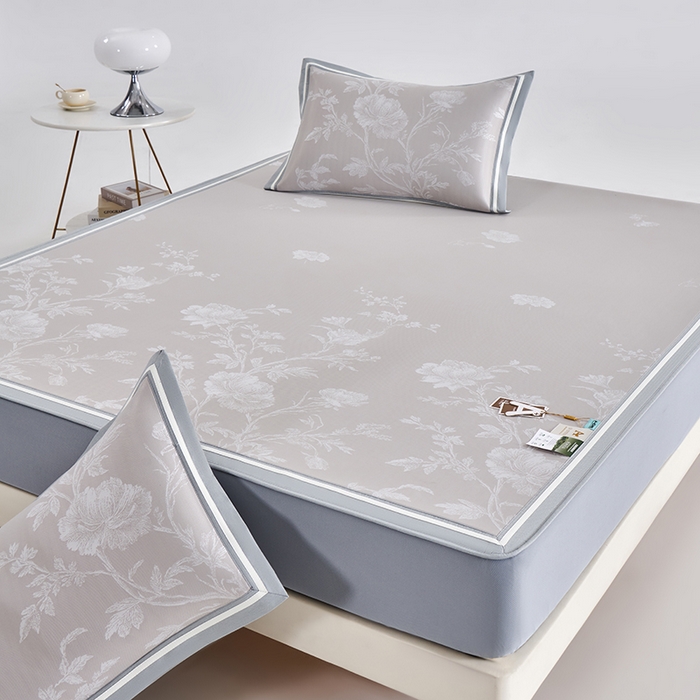 91家纺网 家纺一手货源 找家纺 小牛席业 2026新款牡丹清凉大提花床笠款冰丝席凉席席子藤席竹席豆豆席乳胶席 香槟