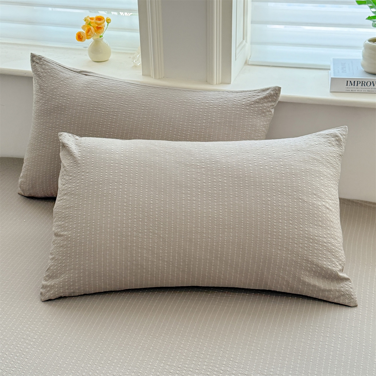 91家纺网 家纺一手货源 找家纺 女子家纺 2026新款亲肤泡芙纱印花床笠单床笠床笠单件 陨石灰