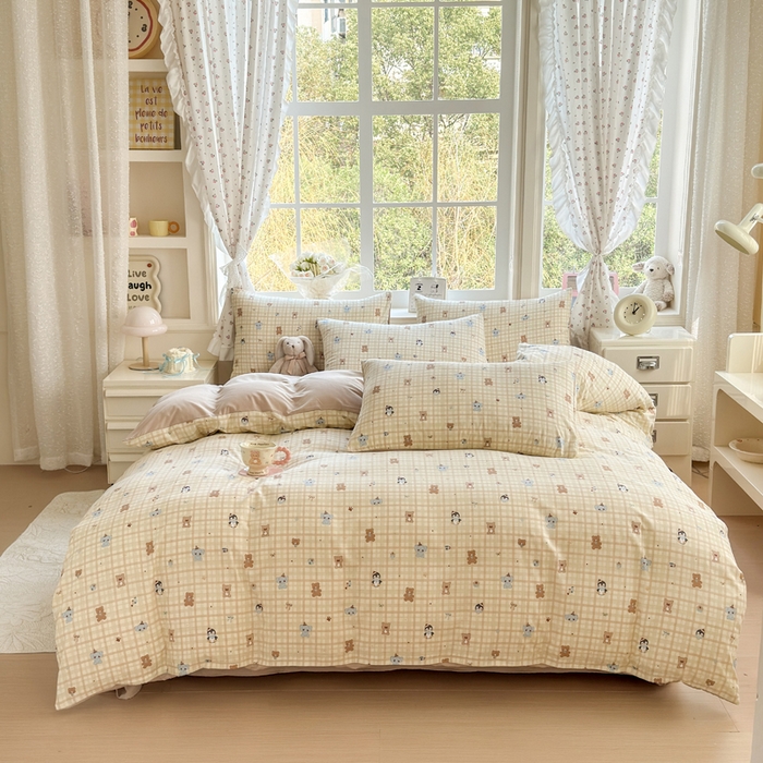 91家纺网 家纺一手货源 找家纺 （总）诗黛尔 2026新款学生季仙女小花卉植物卡通云朵棉四件套三件套（二）