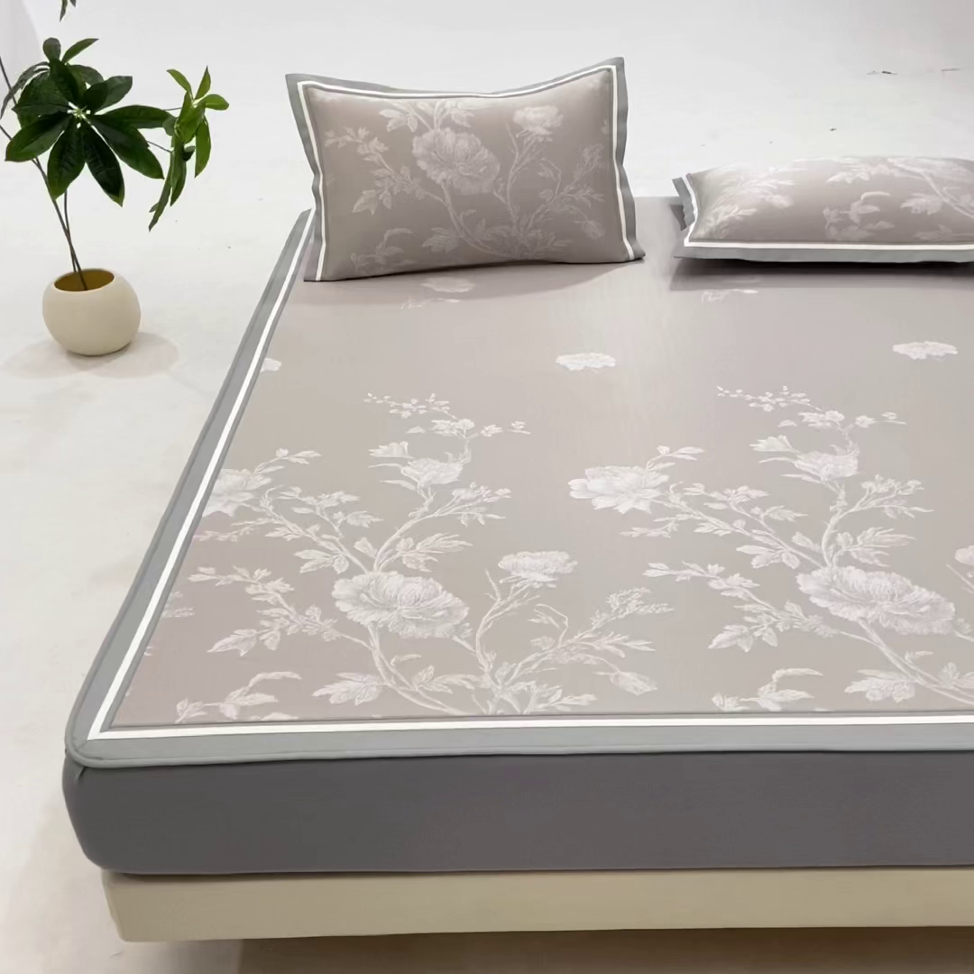 91家纺网 家纺一手货源 找家纺 小牛席业 2026新款牡丹清凉大提花床笠款冰丝席凉席席子藤席竹席豆豆席乳胶席 香槟