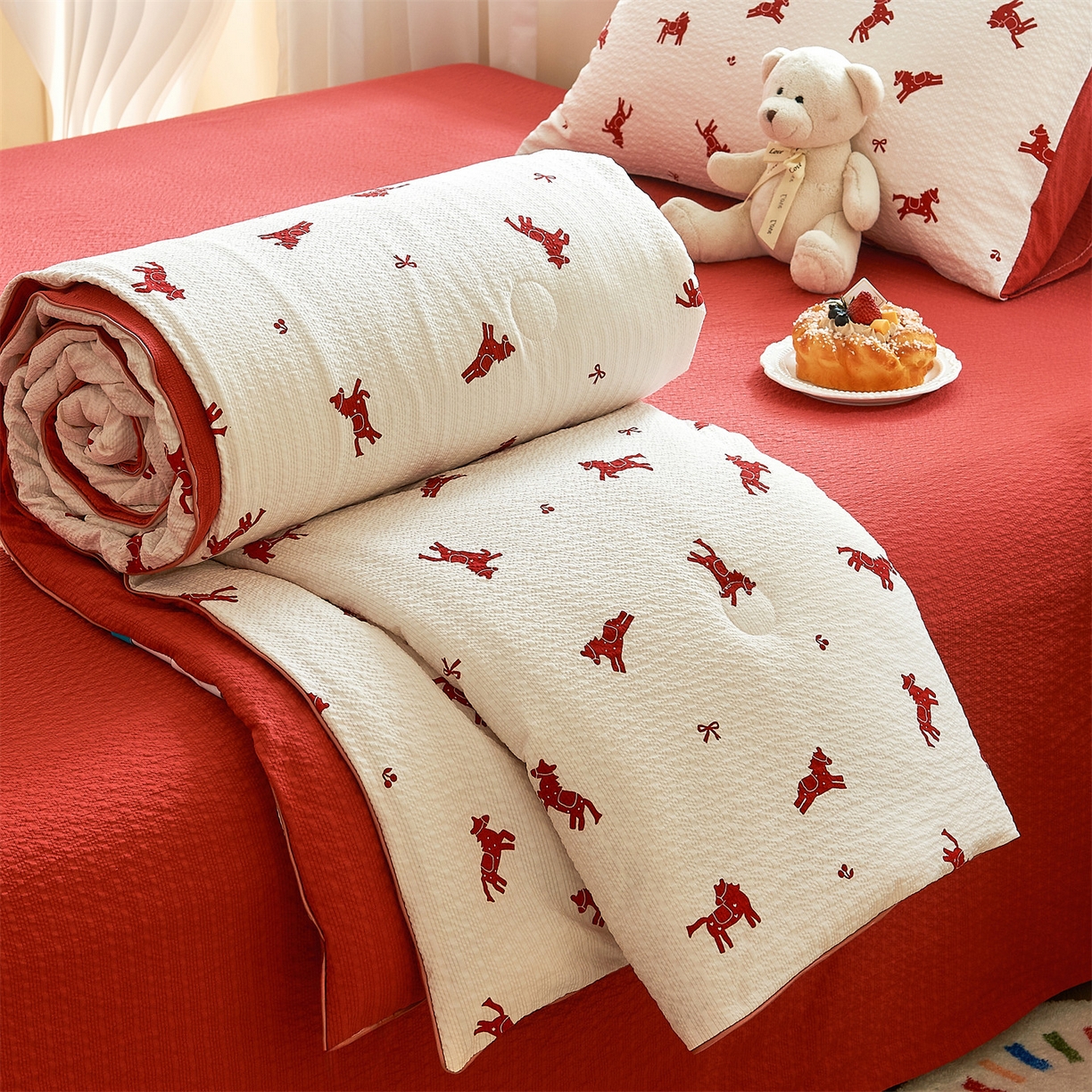 91家纺网 家纺一手货源 找家纺 （总）铺尚美家纺 2026新款泡芙棉夏被四件套泡芙纱单夏被空调被夏凉被-印花