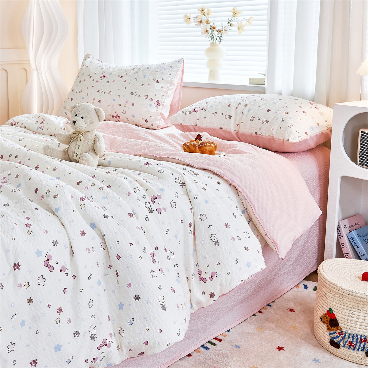 91家纺网 家纺一手货源 找家纺 铺尚美家纺 2026新款泡芙棉夏被四件套泡芙纱单夏被空调被夏凉被-印花 躲猫猫