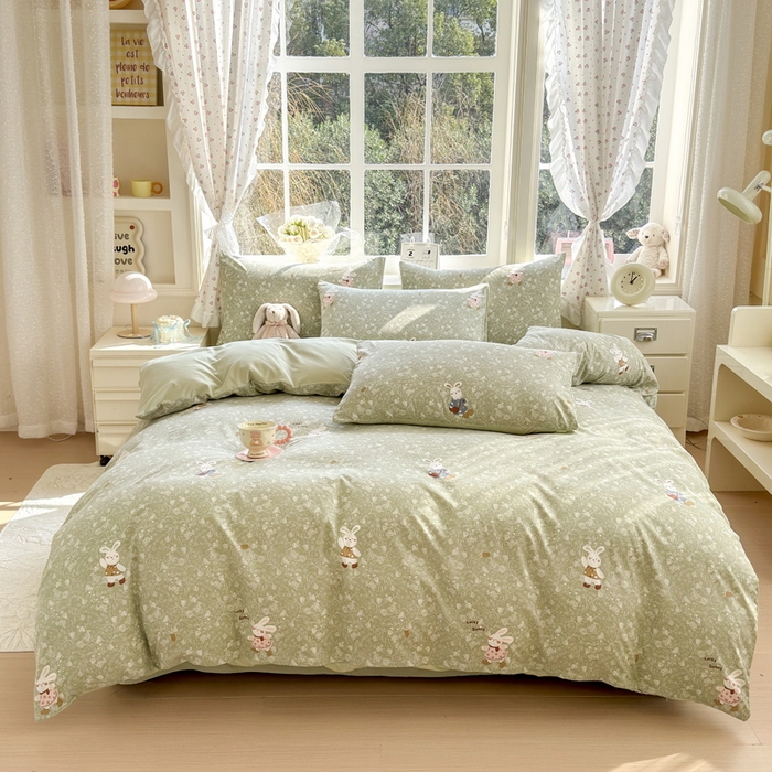 91家纺网 家纺一手货源 找家纺 （总）诗黛尔 2026新款学生季仙女小花卉植物卡通云朵棉四件套三件套（二）