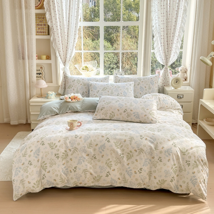 91家纺网 家纺一手货源 找家纺 （总）诗黛尔 2026新款学生季仙女小花卉植物卡通云朵棉四件套三件套（二）