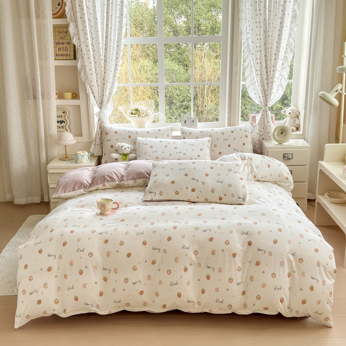 91家纺网 家纺一手货源 找家纺 （总）诗黛尔 2026新款学生季仙女小花卉植物卡通云朵棉四件套三件套（二）