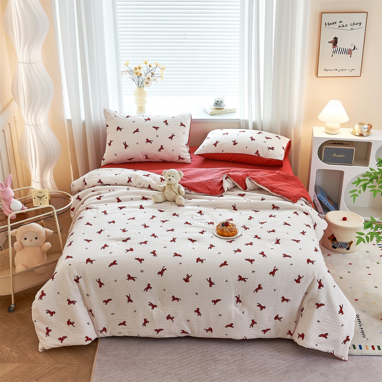 91家纺网 家纺一手货源 找家纺 铺尚美家纺 2026新款泡芙棉夏被四件套泡芙纱单夏被空调被夏凉被-印花 马上有钱