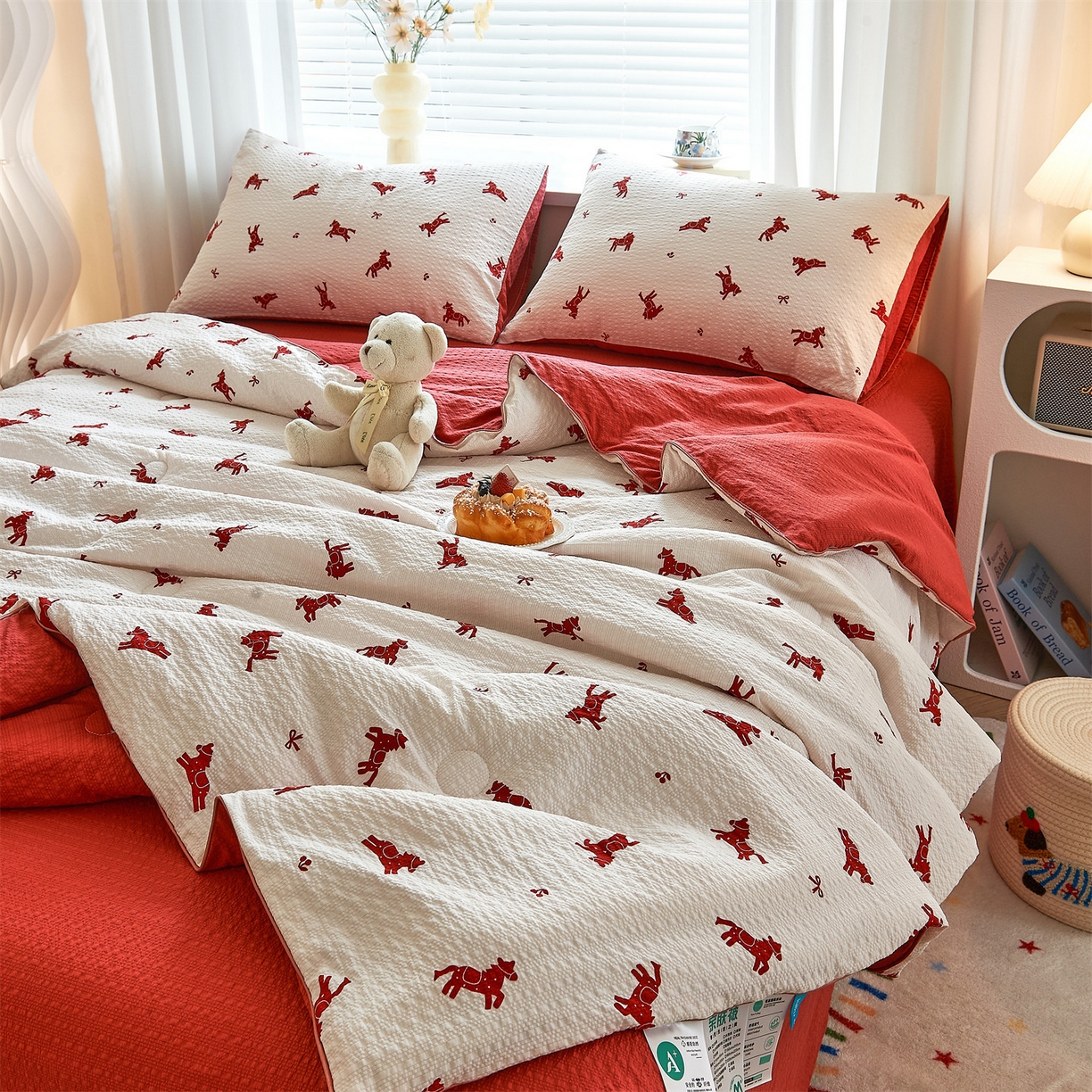 91家纺网 家纺一手货源 找家纺 铺尚美家纺 2026新款泡芙棉夏被四件套泡芙纱单夏被空调被夏凉被-印花 马上有钱