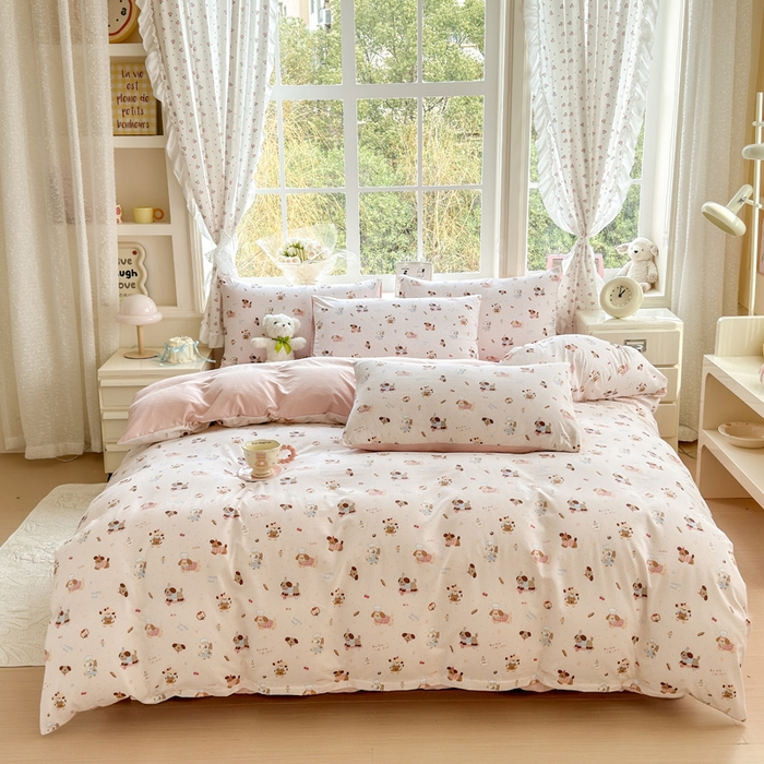 91家纺网 家纺一手货源 找家纺 （总）诗黛尔 2026新款学生季仙女小花卉植物卡通云朵棉四件套三件套（二）